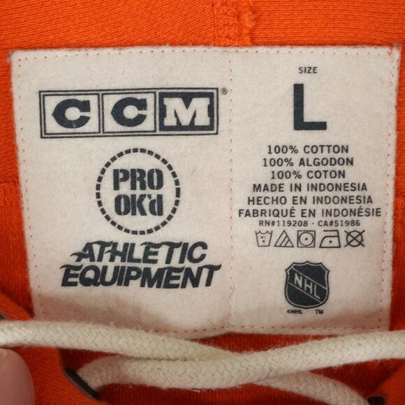 Philadelphia Flyers Shirt Mens L Orange Long Sleeve CCM NHL Sportswear Athletic - Picture 5 of 10